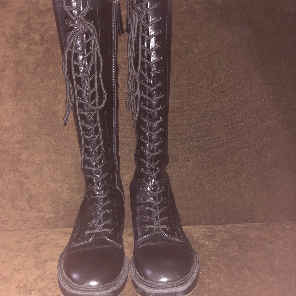 Like new Zara combat style leather knee boots